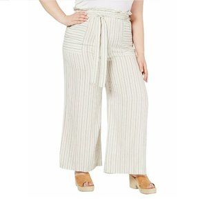 Monteau Plus Size Tie Waist Pants Natural 2X